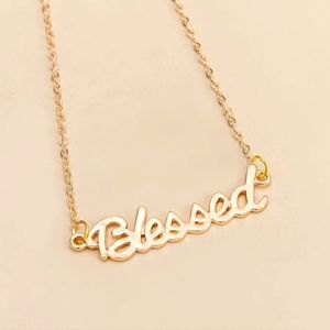 Gold‎ Blessed Name Necklace Y2K Retro Eighties Hiphop Glamour Luxury Prayer Cute